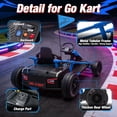 thumbnail image 3 of Joyracer 24V 14Ah Kids Electric Go Kart with Remote Control, 3 Speed Modes 5–10 MPH, 2 * 200W Motors, Metal Frame Ride on Toys Drift Kart for Big Kids, Music & Bluetooth, Blue, 3 of 10