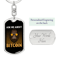thumbnail image 2 of Ask Me about Bitcoin Gorilla Crypto Stainless Steel or 18k Gold Premium Swivel Dog Tag Keychain, 2 of 16