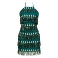 thumbnail image 6 of IWRICH Fringe Sparkly Dresses Heart Halter Sequin Mini Dress Backless Birthday Dance Disco Outfits for Women Green L, 6 of 7