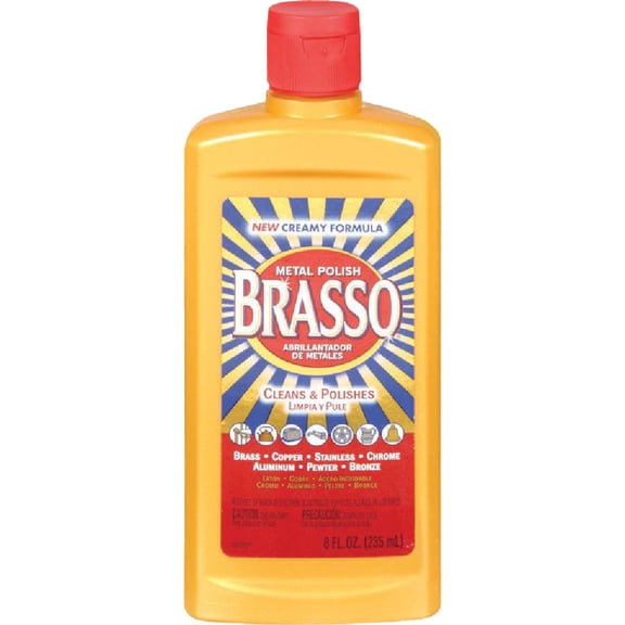Brasso Metal Polish, 8 oz Bottle for Brass, Copper, Stainless, Chrome, Aluminum, Pewter & Bronze Pack of 8