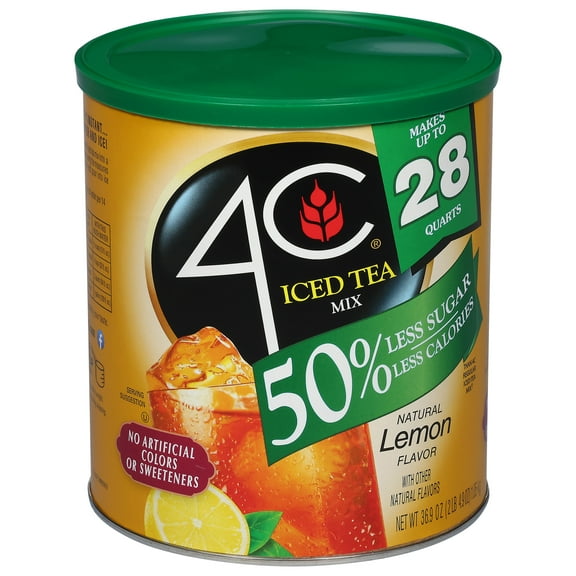 4C 28qt Reduced Sugar Iced Tea, Lemon, 36.9oz