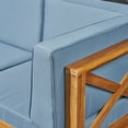 thumbnail image 3 of Luella Outdoor Modular Sectional Acacia Wood Loveseat with Cushions, Teak, Blue, 3 of 8