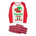 thumbnail image 4 of Christmas Pajamas for Family, Long Sleeve Elf Print Tops + Plaid Pants Set Sleepwear Loungewear, 4 of 10