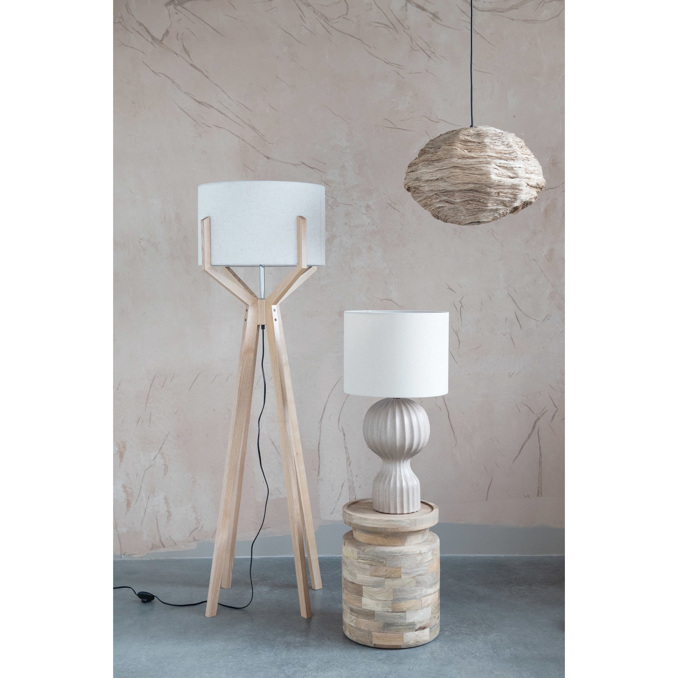 Creative Co-Op Creative Co-Op Collapsible Organic Banana Fiber Ceiling Light, Natural
