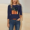 thumbnail image 3 of Wo-Fusoul T-Shirt pour Femmes, Haut à Col Rond Imprimé à Manches Trois Quarts, Chemise Décontractée à Manches 3/4, 3 of 6