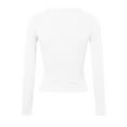 thumbnail image 5 of Blouses for Women Novelty Solid Color Sexy Button V-Neck Long Sleeve Tunic Shirts Stretch Slim Fit Workout Pullover Tees, 5 of 5