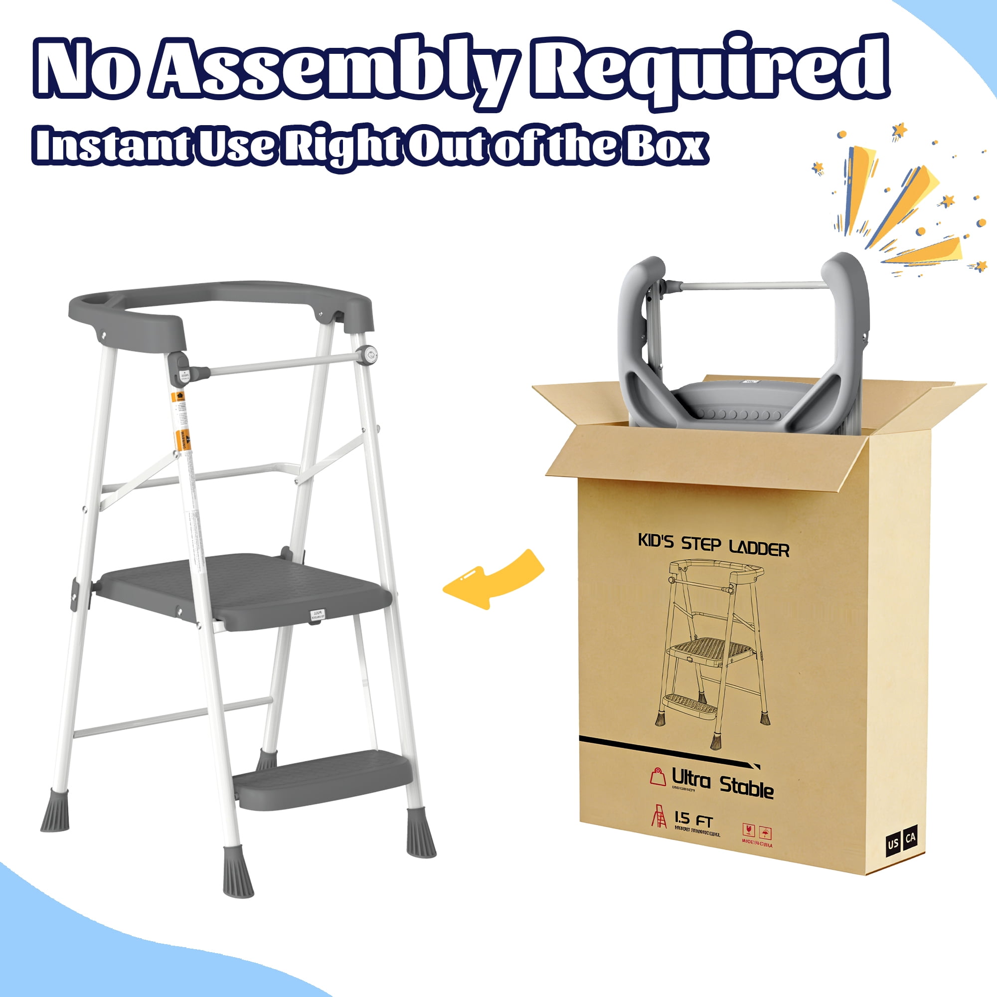 ASoopher Toddler Tower Foldable Kitchen Step Stool, Safe Learning Stool for Kids 2-6