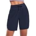 thumbnail image 2 of BALEAF Women's 7" Long Running Shorts Athletic Workout Gym Quick Dry Hiking Shorts High Waisted Zipper Pocket Navy L, 2 of 7