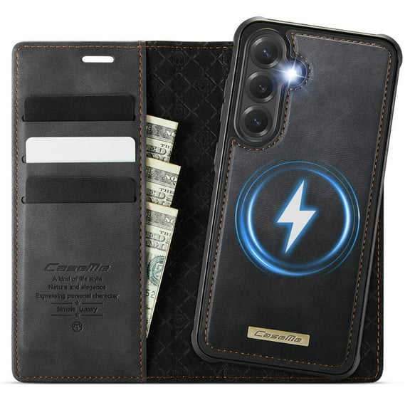 Magnetic 2 in 1 Magsafe Detachable Wallet Case for Samsung Galaxy S23 FE with Card Holder Women Men, Retro PU Leather【RFID Blocking】Kickstand Shockproof Cover