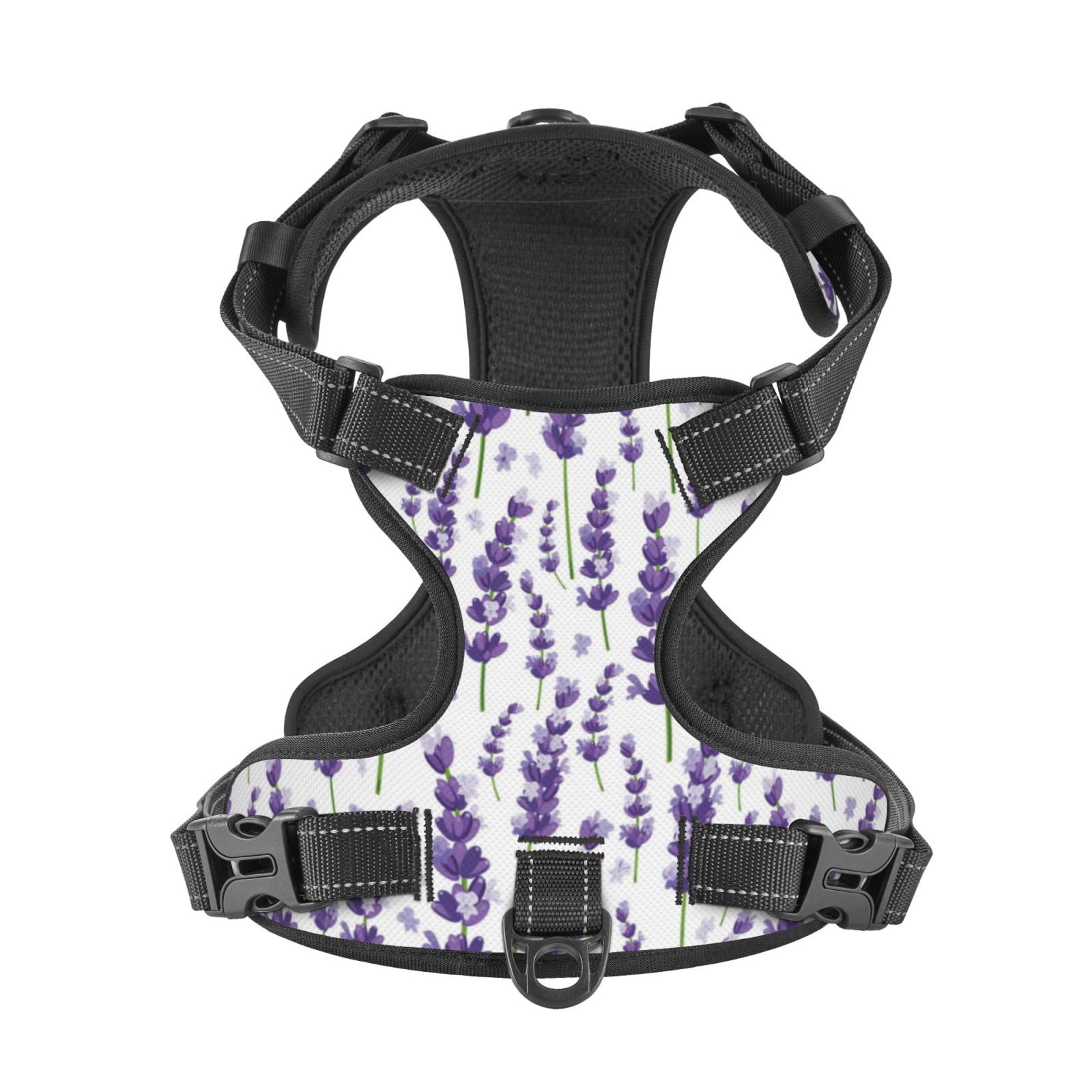 Kdxio Lavender Flowers Print No Pull Dog Harness Adjustable Reflective Oxford Easy Control Medium Large Dog Harness for Training and Everyday-Medium