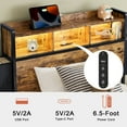 thumbnail image 7 of GUNAITO Twin Bed Frame with 2 Drawers Platform Bed Frame with with LED Lights&Charging Station Rustic Brown, 7 of 7