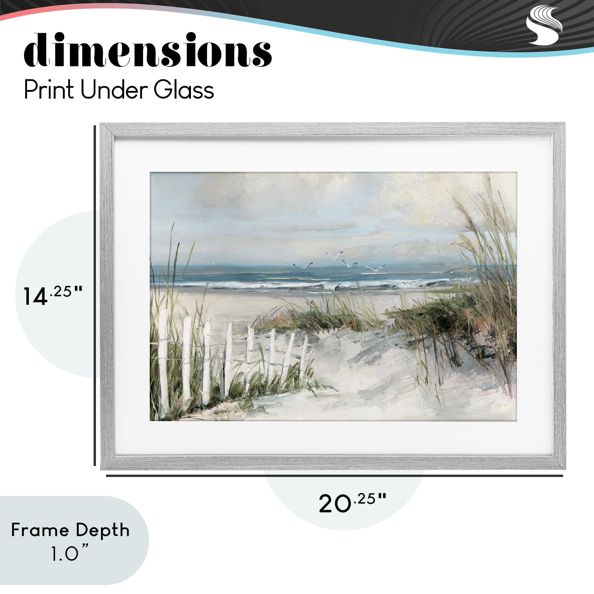 Stupell Industries Dunes With Weathered Fence Gray Framed Print Under Glass, design by Sally Swatland