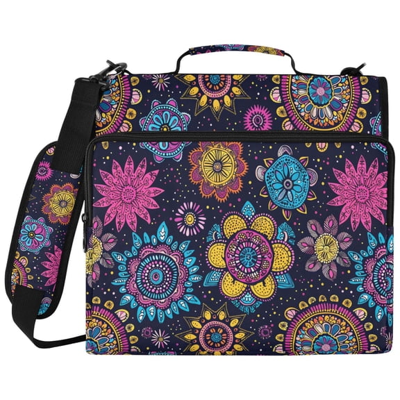 ALAZA Zipper Binder Bohemian Mandala Flower Pattern 2 inch 3 Ring 500 Sheet Capacity Trapper Keeper File Folder Organizer Bag