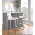 thumbnail image 3 of Fuji High Back Bar Stool Set of 3 Steel, Bar Chairs Set of 3, Stainless Steel Bar Stools, Bar Stools Set of 3 with Backs (White Faux Leather), 3 of 6