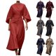 thumbnail image 3 of 2025 Vestido elegante de color liso para mujer con cintura alta, mangas murciélago, estilo informal, mezcla de poliéster, vestido de fiesta para todas las estaciones, 3 of 5