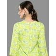 thumbnail image 7 of Janasya Women's Lemon Green Crepe Digital Print Dress with Palazzo, 7 of 7