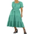 thumbnail image 3 of AMERTEER Femmes Été Boho Robes Casual Manches Courtes Floral Cravate Ceinture Robe Noire S, 3 of 8