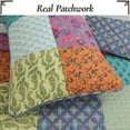thumbnail image 7 of Cozy Line Bright Bold Multi Color Boho Floral Patchwork 3 Piece Cotton Quilt Bedding Set, 7 of 7