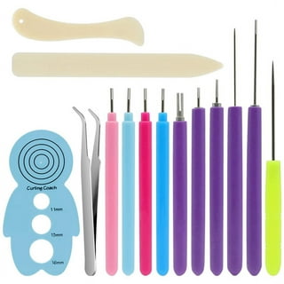 8pcs Paper Strips Quilling Slotted Needle Pens Curling Rolling Tool, 4  Colors