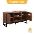 thumbnail image 5 of DWVO Mid-Century Modern TV Stand for TVs up to 55", Wood Entertainment Center Cabinet, Media Console for Living Room, Walnut, 5 of 6