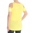 thumbnail image 2 of INC $40 Womens New 1028 Yellow Striped Cold Shoulder Varsity Top M B+B, 2 of 2