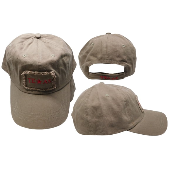 Texas Distressed Patch Tan Brown Washed Adjustable Embroidered Baseball Cap Hat