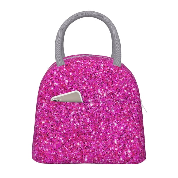 Fotbe Rose Red Glitter Bolsa de Almuerzo con Estampado, Lonchera Aislada, Contenedor de Comida Reutilizable Tipo Cooler a Prueba de Fugas