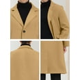thumbnail image 6 of INSPIRE CHIC Men's Coats Single Breasted Lapel Collar Long Sleeve Back Slit Outerwear Coat XL Khaki, 6 of 7