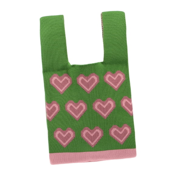 Unique Bargains 1 Pc Reusable Mesh Net Grocery Tote Bags Green Pink 14.17"x7.87" for Market Shopping