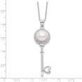 thumbnail image 4 of Sterling Silver Rhod-Plated Pearl/Cz Key With Heart W/2In Ext Necklace (Width 1.2) (Length 20) - Jbsp, 4 of 5