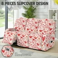 thumbnail image 2 of COEQINE Recliner Sofa Slipcover 3 Seater Fitted Lazy Boy Chair Cover 8 Pieces Universal Reclining Sofa Cover for 3 Seat Recliner with Pocket for Valentines Day Home Decor, Red Heart Leaf, 2 of 8