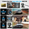 thumbnail image 3 of Dash Cam Front and Rear, TSV 3 Channel Dual Dash Camera, 1080P Car Camera DVR Backup Cam, 3 Way Triple Dashboard Driving Recorder, Inside IR Night Vision, G-Sensor, Parking Mode, 3 of 9
