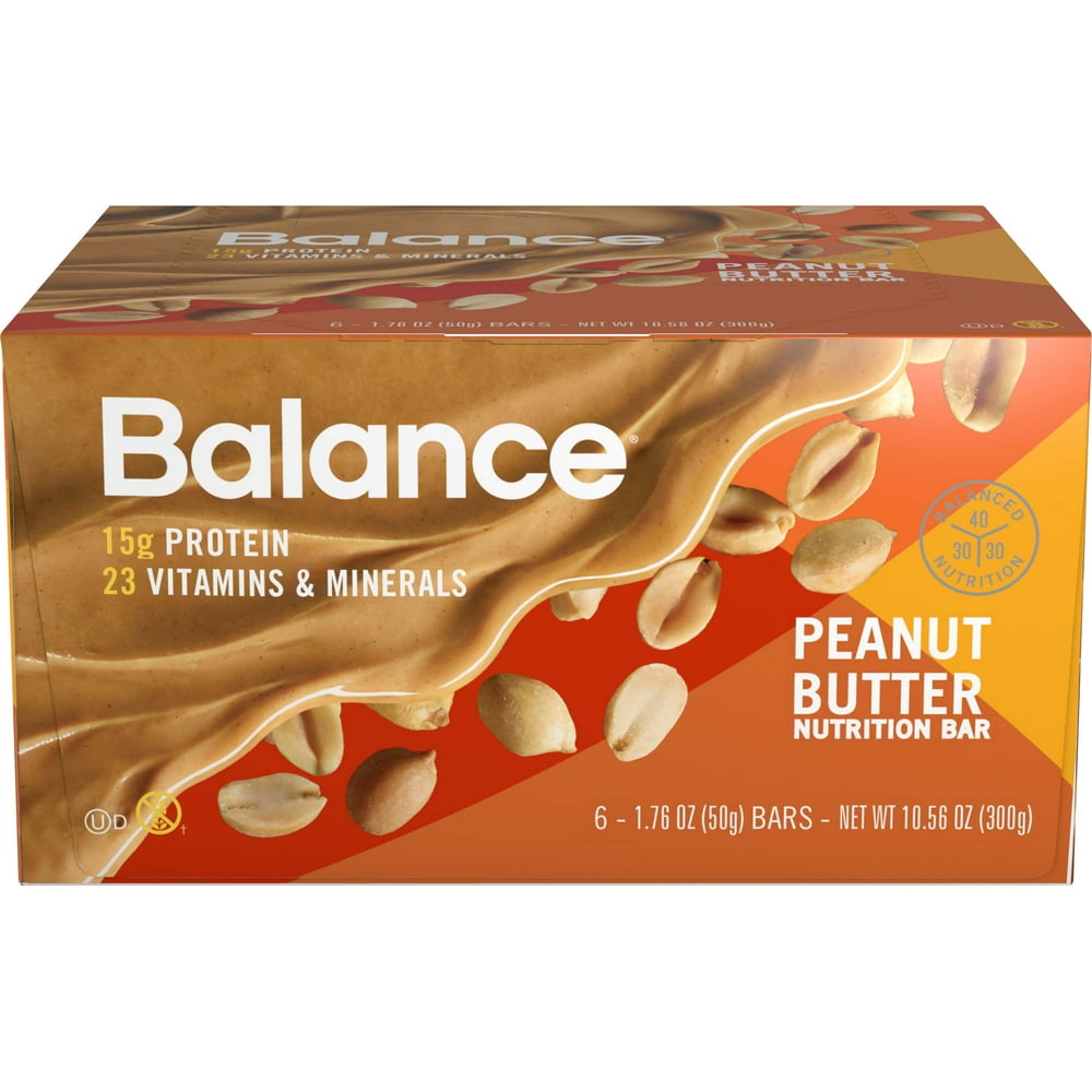 Balance Bar Protein Bar, Peanut Butter, 15g Protein, 6 Ct