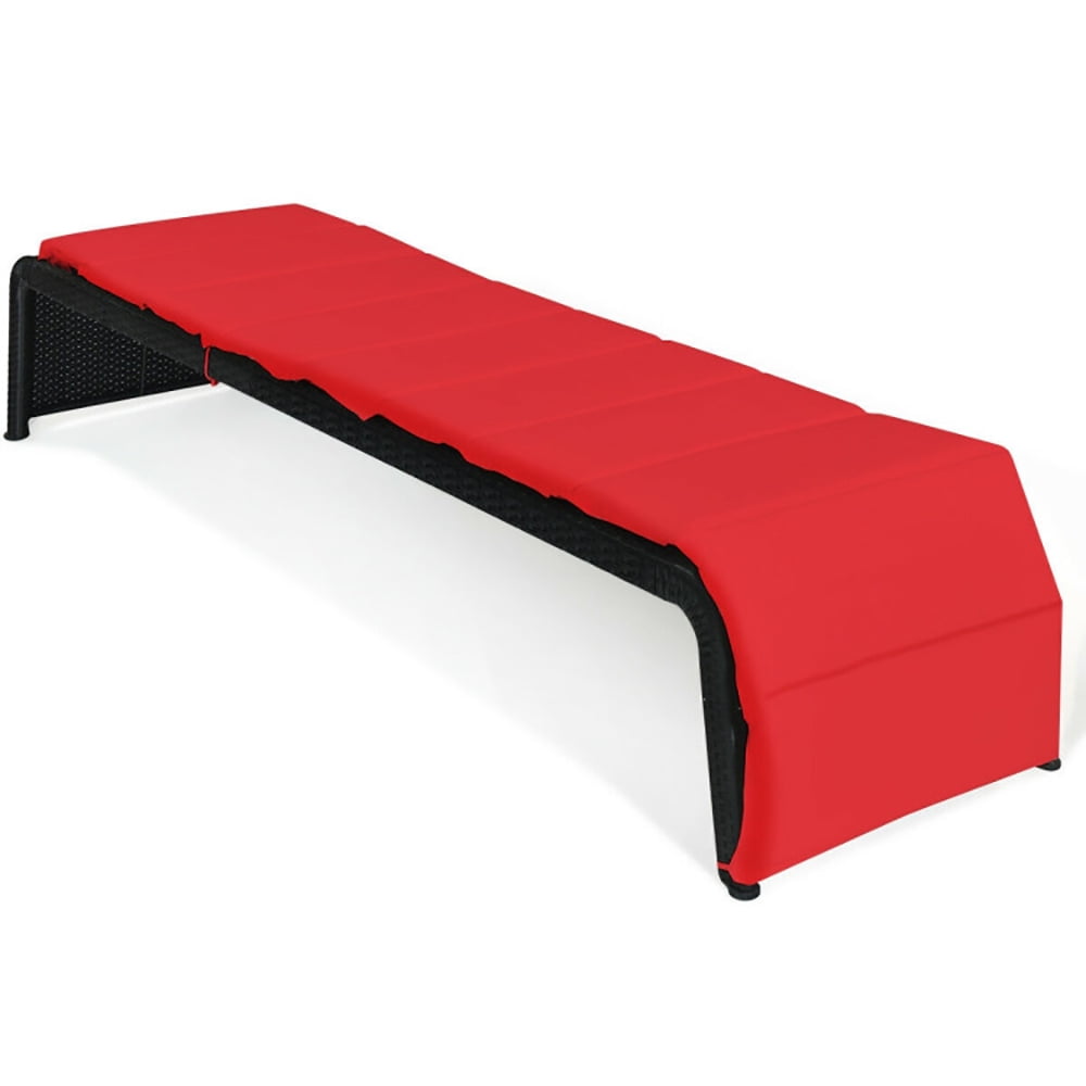 Aimee Lii Patio Rattan Lounge Chair Back Adjustable Chaise Recliner with Cushioned, Patio Loungers, Red Aimee Lii Patio Rattan Lounge Chair Back Adjustable Chaise Recliner with Cushioned, Patio Loungers, Red