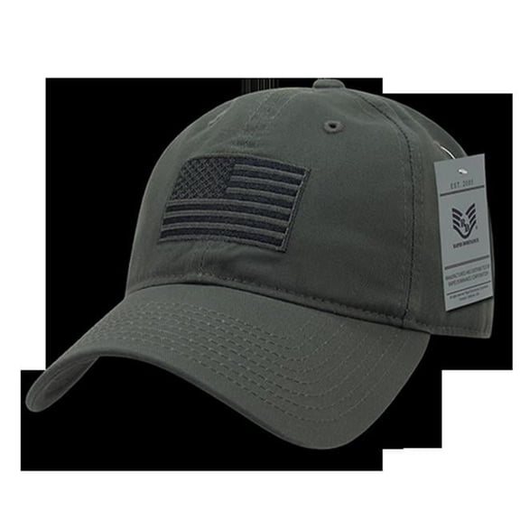 Tonal Flag Relaxed Graphic Cap, Olive