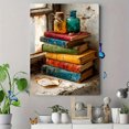 thumbnail image 4 of Vintage Old Book Windowsill Watercolor Canvas Print, Farmhouse Home Library Room Wall Decor Art, 4 of 8