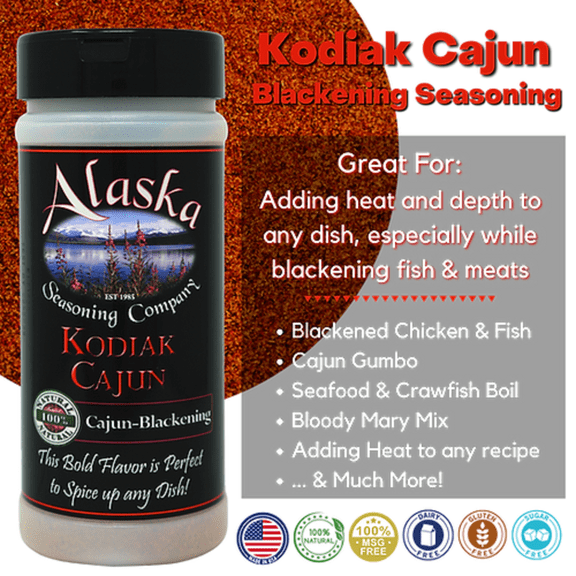 Kodiak Cajun Blackening Seasoning Mix – 100% Natural Premium Cajun Mixed Spices & Seasonings- Authentic Cajun Flavor Blend – Alaska Seasoning Company