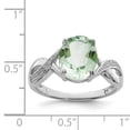 thumbnail image 2 of Sterling Silver Rhodium Green Quartz & Diamond Ring Size 7, 2 of 2