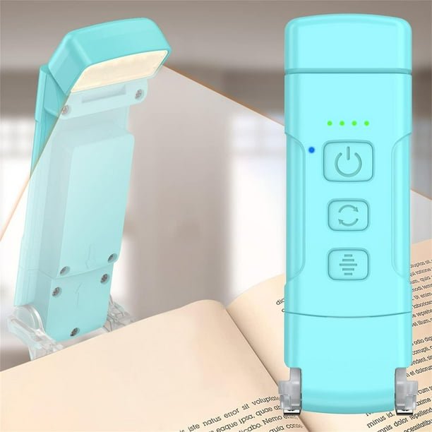 Luz de libro recargable USB para leer en la cama, coche, luz de lectura LED con clip portátil con cable de carga USB, 3 colores y 5 brillos, luz de lectura para amantes de los libros