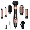 thumbnail image 1 of Secador de aire caliente 6 en 1, 110.000 RPM, cepillo profesional para secado rápido, multiestilizador con rizadores automáticos para rizar, alisar y dar volumen sin dañar el cabello (oro rosa)., 1 of 5