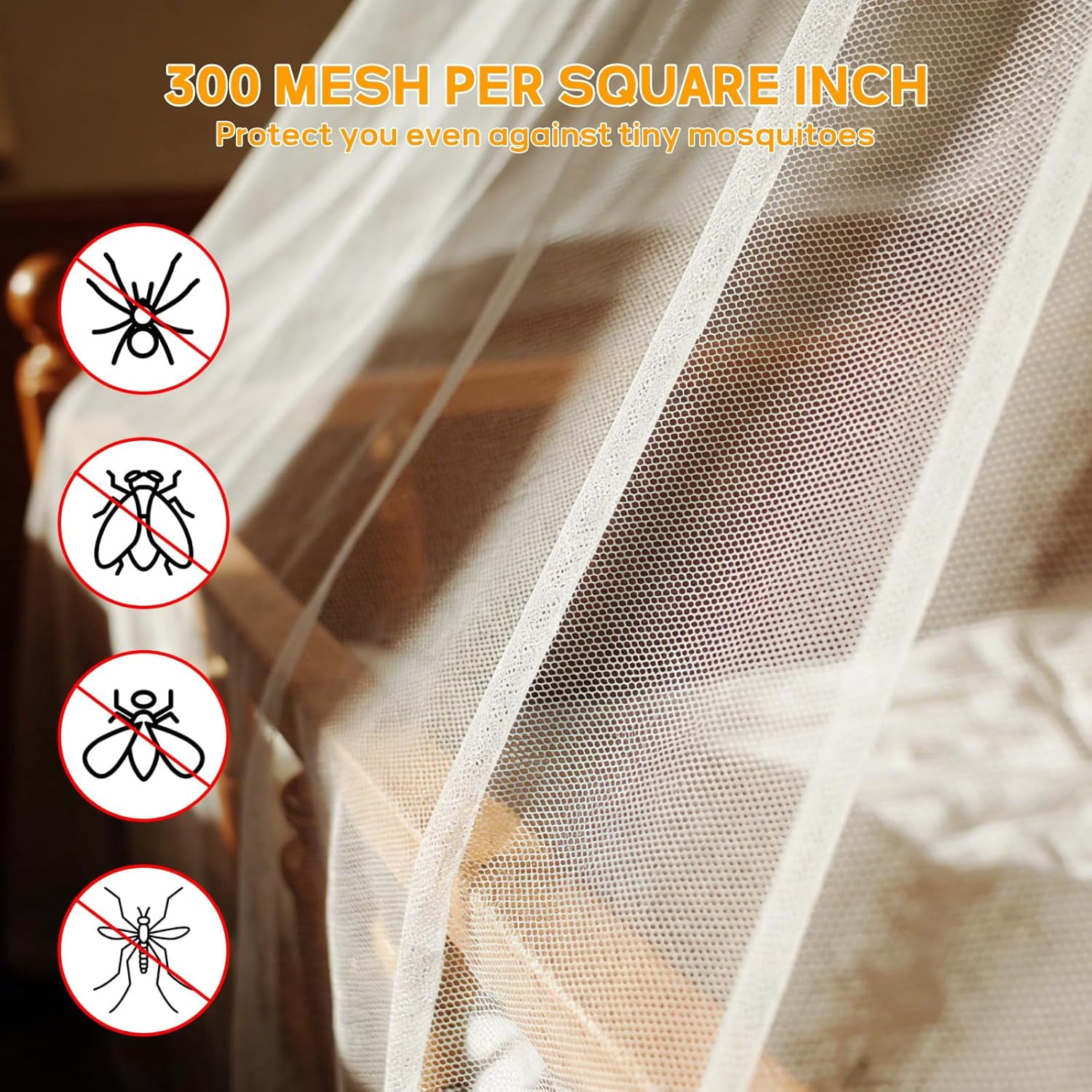 Mosquito Net for Bed Canopy for Girls, Twin to Queen Size Bed Canopy Curtains from Ceiling, Dome Mosquito Netting Bed Tent for Bedroom Decorative, Travel with Storage Bag (Lace Flower)