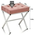 thumbnail image 2 of Casa Pura Furniture Velvet Tufted Ottoman, 13"x16"x17", Modern Footstool with Metal X Legs, Vanity Stool for Bedroom, Living Room, or Makeup Room (Dusty Pink), 2 of 5