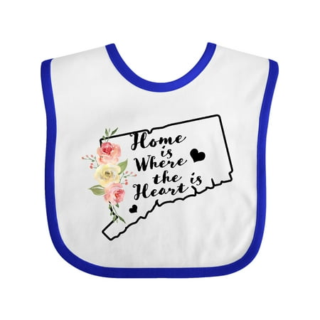 

Inktastic Connecticut Home is Where the Heart is with Watercolor Gift Baby Boy or Baby Girl Bib