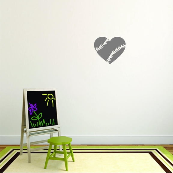 Baseball Gray heart Sports Score Winner Loser Player Winner Touch Down Win Referee Holiday Gift Decorating Ideas Girl Boy Bedroom Wall Decal Sticker - Size: 32 Inch x 32 Inch
