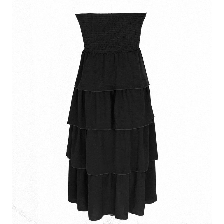 strapless open back dress Women Size 10 Ulla Johnson Black Solid Midi Peplum Dress – VIDA STYLE SHOP