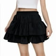 thumbnail image 3 of AUNVITO Girls 3-12 Years Solid Color Elastic Waist Tiered Ruffle Bubble Skirt, 3 of 9