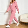 thumbnail image 4 of Xinoom Women 2 Piece Tracksuit, Full Zip Hooded Jacket with Pockets & Elastic Cuff Jogger Pants, Soft Casual Matching Outfit Gift for Ladies Daily Walking Family Gathering Pink,M, 4 of 7
