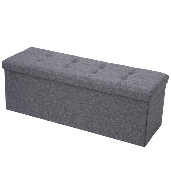 ZENY 43.3 Inches Folding Storage Ottoman Bench Storage Chest Foot Rest Stool Bed End Bench with Foam Padded Seat, Holds up to 660 lb, Gray