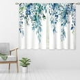 thumbnail image 5 of Teal Eucalyptus Botanical Leaves Floral Small Kitchen Curtains Blue Flower Window Treatment Wildflower Plant Cafe Short Window Curtains for Bathroom Room Tier Treatment Drapes 27.5x39 inch, 5 of 6