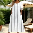 thumbnail image 2 of Edvintorg Women's Summer Dresses Striped Boho Crew Neck Cold Shoulder Loose Fit Casual Long Dress with Pockets Sundresses for Women White M, 2 of 5